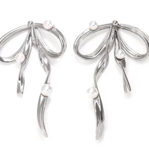Jewelry Archives - Bisoulovely Elegant Silver Bow Earrings with Pearls